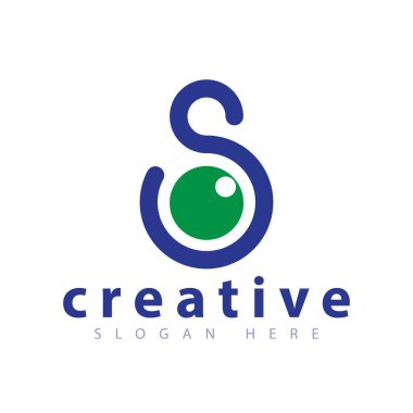 S harfi ile Lens Kamera Logo şablonu