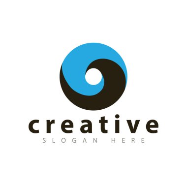 daire dalga objektif logo vektör şablonu