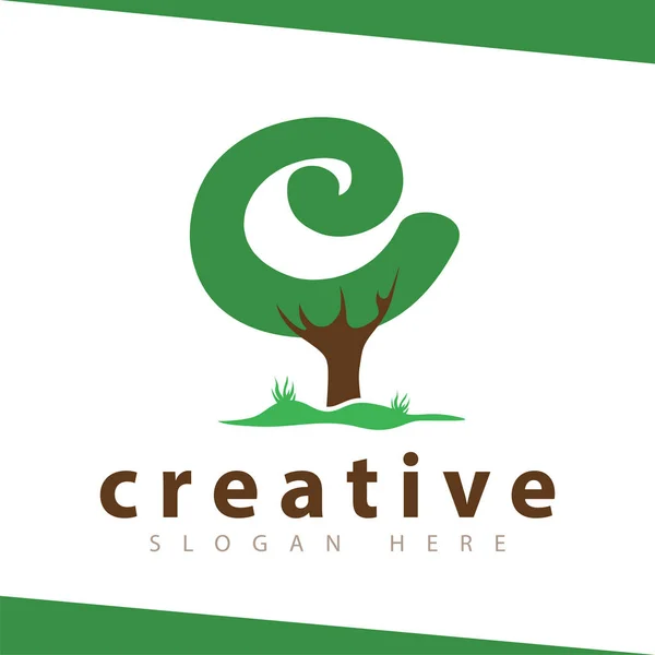 Carta Árbol Verde Logotipo Vector Plantilla — Vector de stock