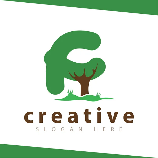 Árvore Letras Modelo Vetor Logotipo Verde —  Vetores de Stock