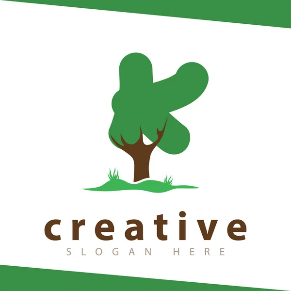 Letter Tree Green Logo Vector Template — Stock Vector