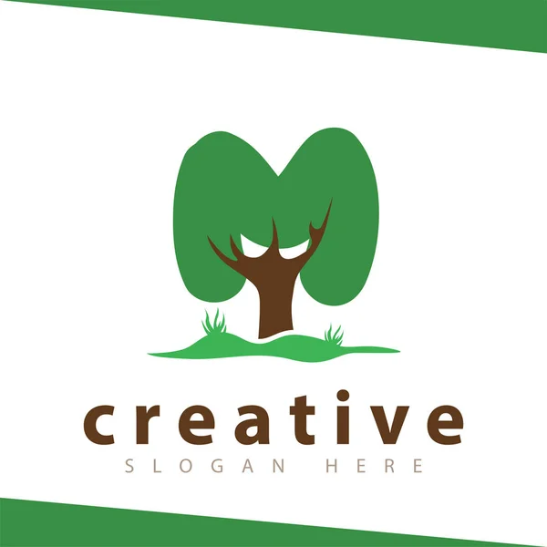 Modèle Vectoriel Logo Vert Arbre Lettre — Image vectorielle