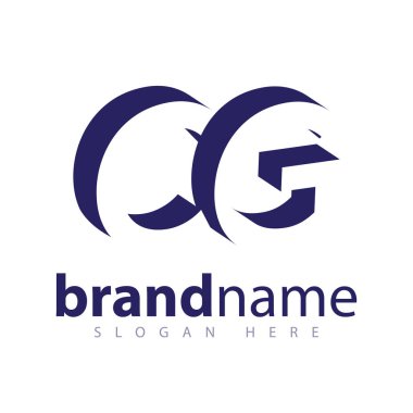 CG ilk harfi ile negatif boşluk logo simge vektör şablonu
