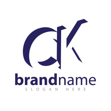 CK ilk harfi ile negatif boşluk logo simge vektör şablonu