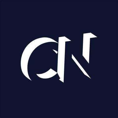 C N ilk harfi ile negatif boşluk logo simge vektör şablonu