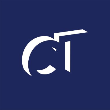 CT ilk harfi ile negatif boşluk logo simge vektör şablonu
