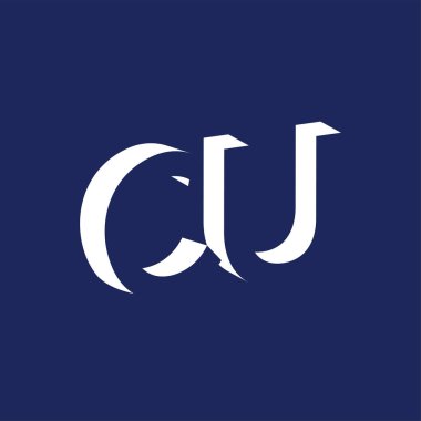 Cu ilk harfi ile negatif boşluk logo simge vektör şablonu