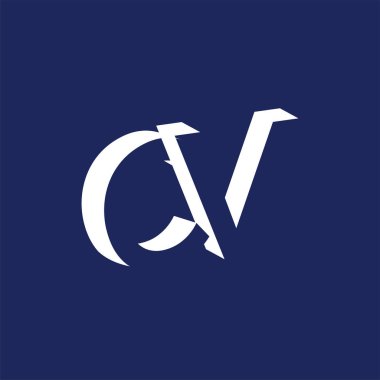 CV ilk harfi ile negatif boşluk logo simge vektör şablonu