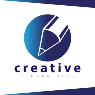 Daire logo simge vektör şablonunda kalem