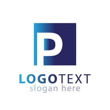 P harfi kare logo simge vektör şablonu
