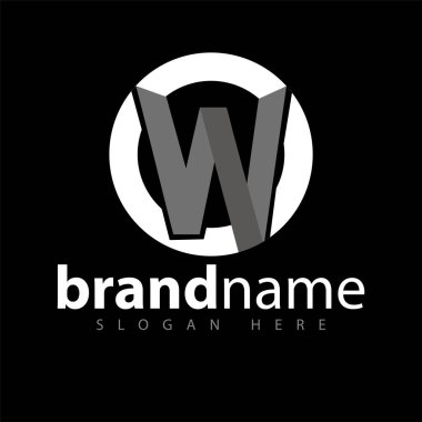 w harfi daire logo simge vektör şablonu ile