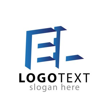 E L ilk harfi ile negatif boşluk logo simge vektör şablonu