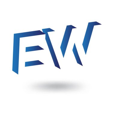 E W ilk harfi ile negatif boşluk logo simge vektör şablonu