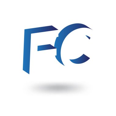 F C ilk harfi ile negatif boşluk logo simge vektör şablonu