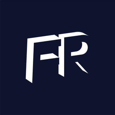 Fr ilk harfi ile negatif boşluk logo simge vektör şablonu