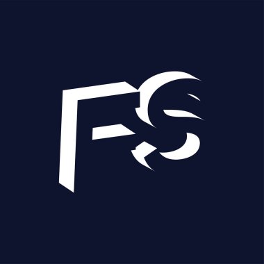 FS harfi ile negatif boşluk logo simge vektör şablon ilk