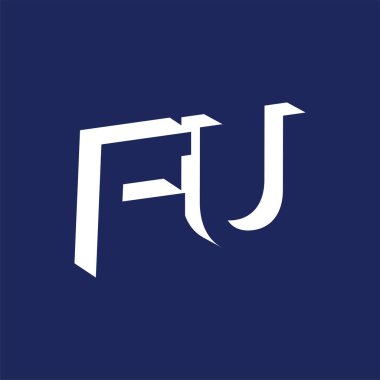 F U ilk harfi ile negatif boşluk logo simge vektör şablonu