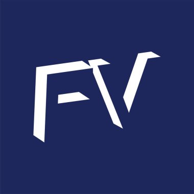 F V ilk harfi ile negatif boşluk logo simge vektör şablonu