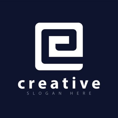 E mektup kare logo simge vektör şablonu
