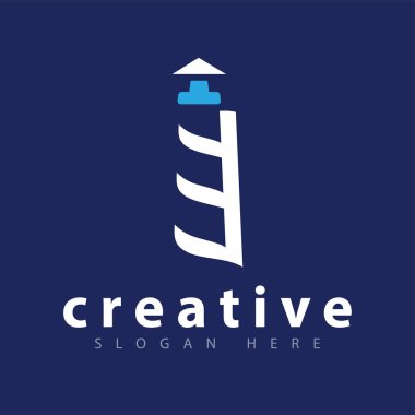 Deniz feneri logo ikonu vektör şablonu