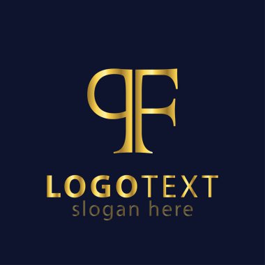 PF ilk harf logo simge vektör şablonu