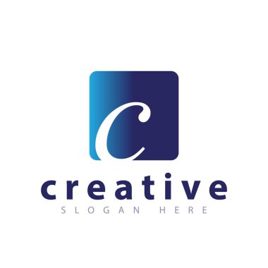 kare logo simge vektör şablonundaki c harfi