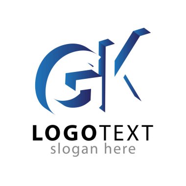 GK ilk harfi ile negatif boşluk logo simge vektör şablonu
