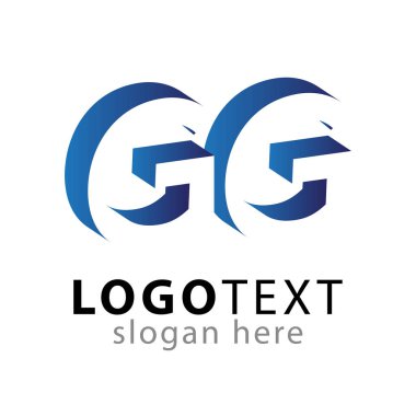 Gg ilk harfi ile negatif boşluk logo simge vektör şablonu