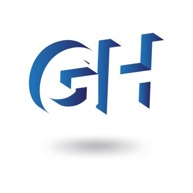 G H ilk harfi ile negatif boşluk logo simge vektör şablonu