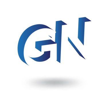 G N ilk harfi ile negatif boşluk logo simge vektör şablonu