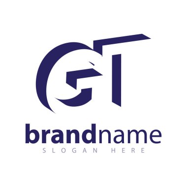Gt ilk harfi ile negatif boşluk logo simge vektör şablonu