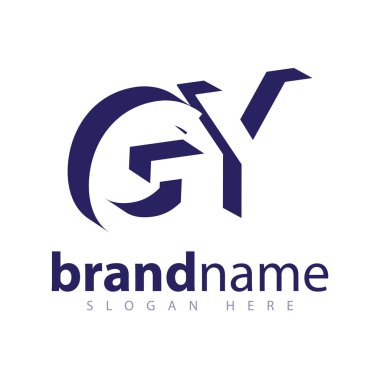 G Y ilk harfi ile negatif boşluk logo simge vektör şablonu