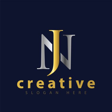 NJ ilk harf logo simge vektör şablonu