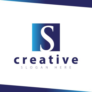 S harfi kare içinde logo simge vektör şablonu