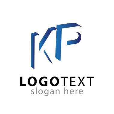 KP ilk harfi ile negatif boşluk logo simge vektör şablonu