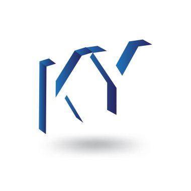 KY ilk harfi ile negatif boşluk logo simge vektör şablonu