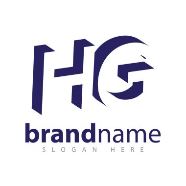 HG ilk harfi ile negatif boşluk logo simge vektör şablonu