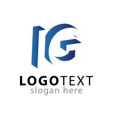Ben G ilk harfi ile negatif boşluk logo simge vektör şablonu