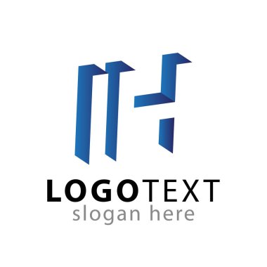 Ben H ilk harfi ile negatif boşluk logo simge vektör şablonu