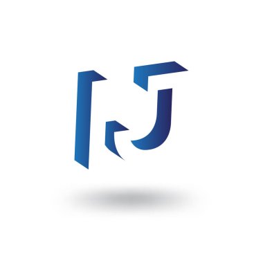 Ben J harfi ile negatif boşluk logo simge vektör şablon ilk