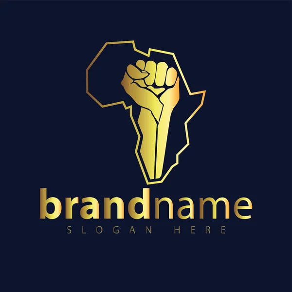 Punho Luta Africano Mapa Logotipo Ícone Vetor Modelo — Vetor de Stock