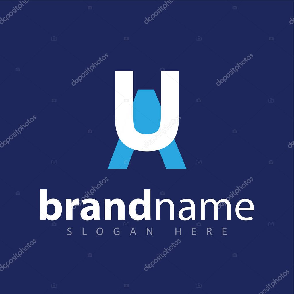 UA initial letter logo icon vector template