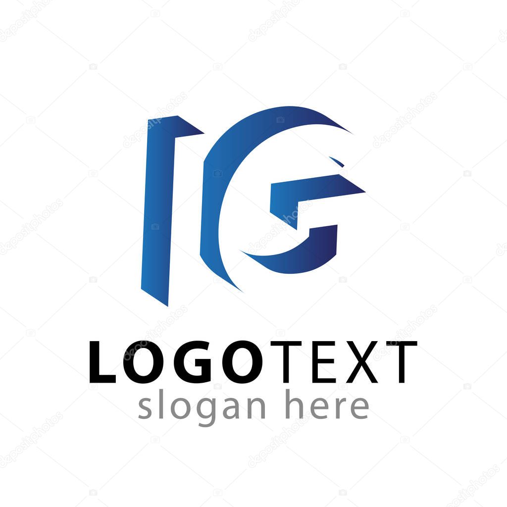 I G initial letter with negative space logo icon vector template