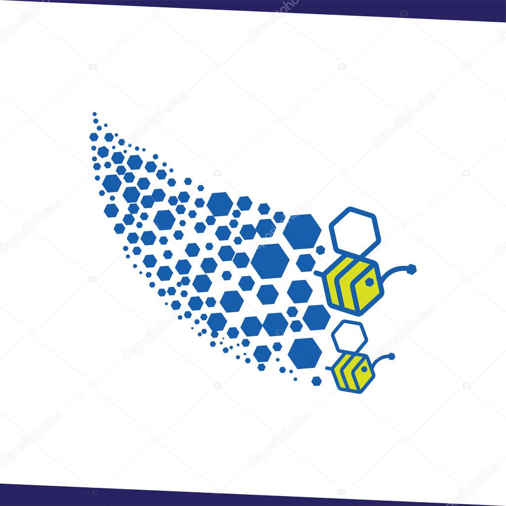 Flying bee colonies logo icon vector template