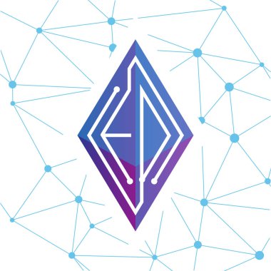 Ed Initial mektup blok zinciri logo simge vektör şablonu. Mono line devre mektup rhombus küp logosuna döngü