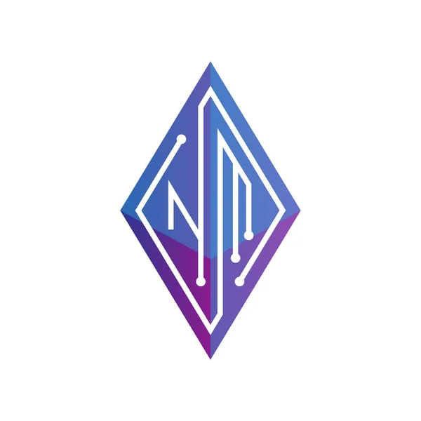 Начальная Буква Блока Логотипа Цепи Иконки Векторный Шаблон Колебание Буквы — стоковый вектор