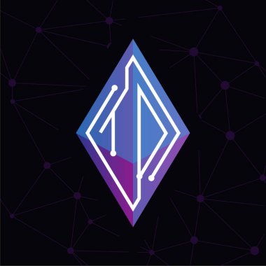 TD ilk mektup blok zinciri logo simge vektör şablonu. Mono line devre mektup rhombus küp logosuna döngü