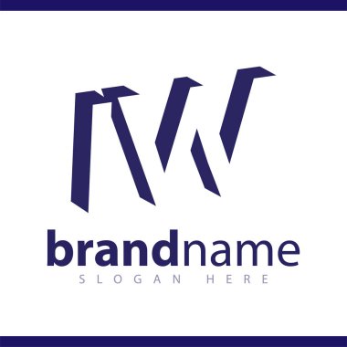 IW ilk harfi ile negatif boşluk logo simge vektör şablonu