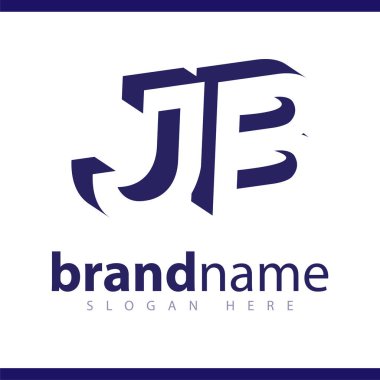 J B ilk harfi ile negatif boşluk logo simge vektör şablonu