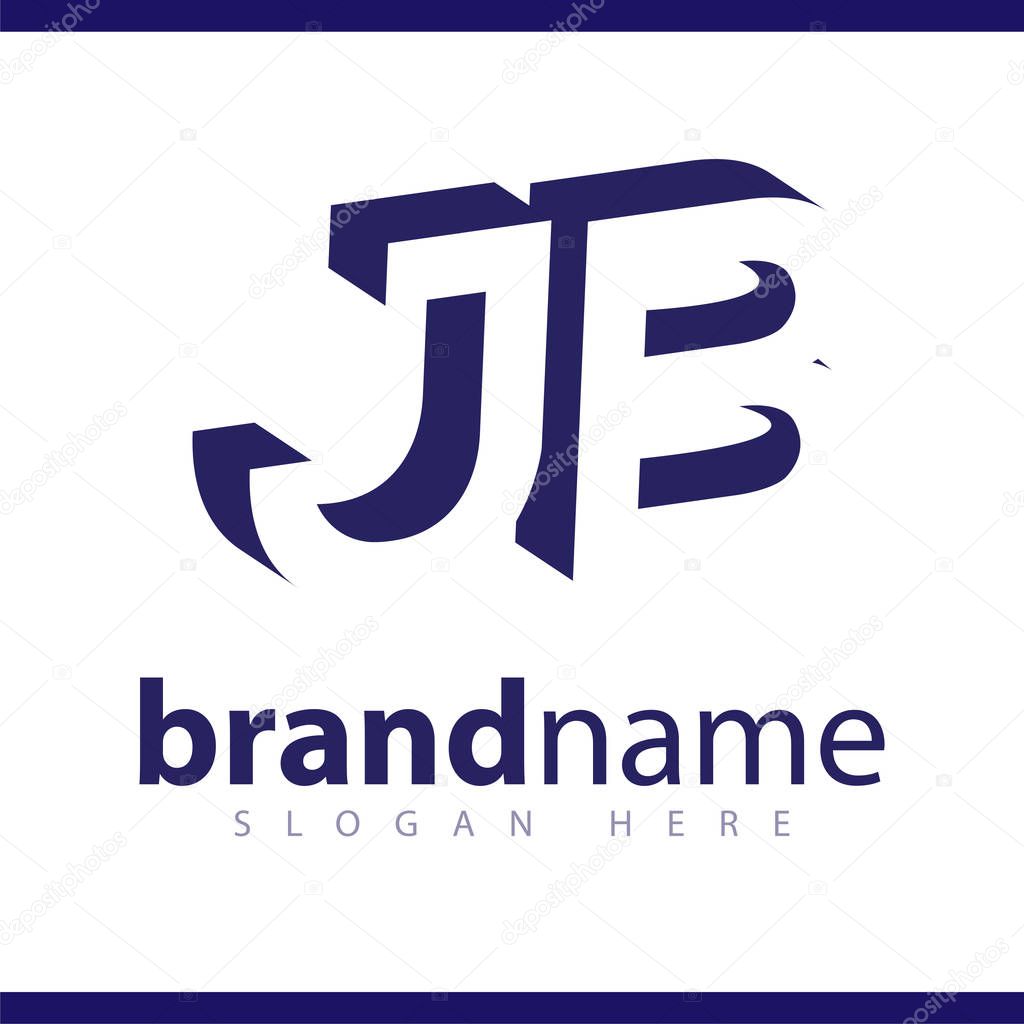 J B initial letter with negative space logo icon vector template